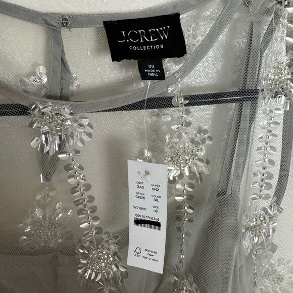 J Crew Collection Sheer Layered Seguin Top US Women's 00 New - Picture 5 of 8